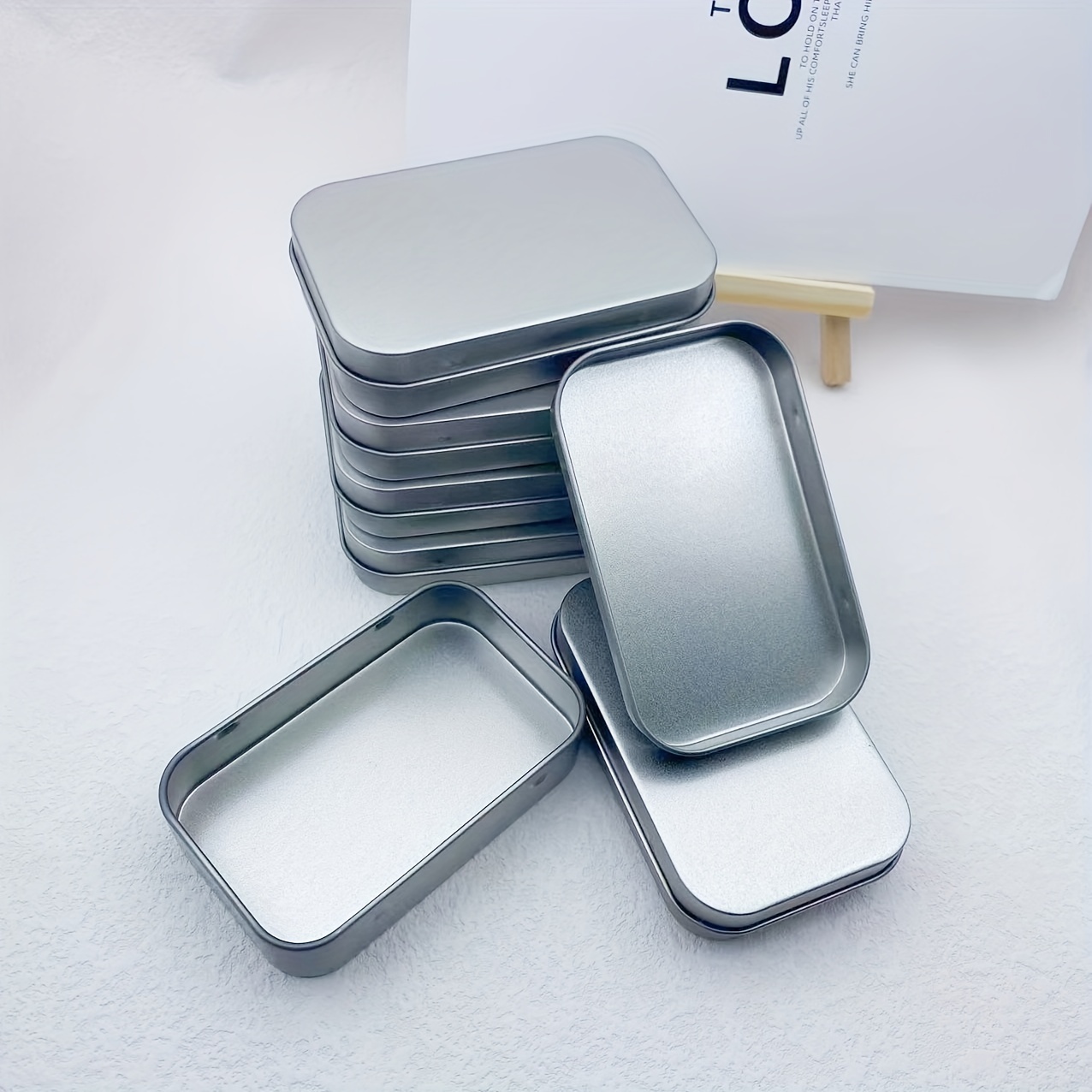 4pcs Hinged Jewelry Metal Tin Small Tin Box Craft Containers For Organizing