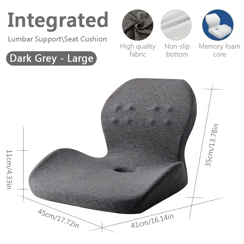 GREY LUMBAR / LOWER BACK SUPPORT CUSHION *Fits any armchair* MADE IN UK