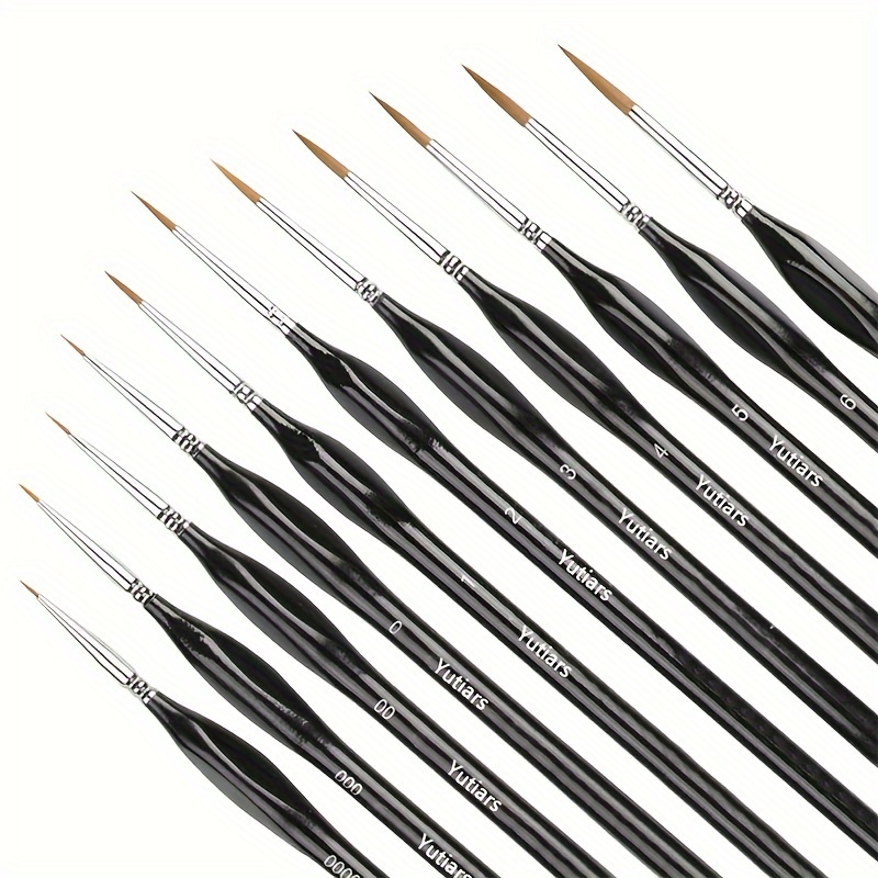 UPINS 11 Pieces Fine Detail Paint Brush Miniature Small Thin Painting Brushes Kit Micro Artist Acrylic Paints Brush Set