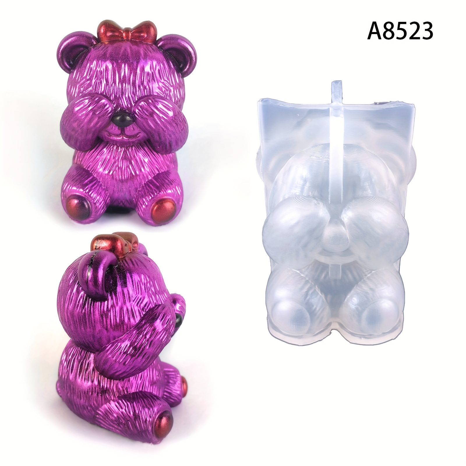 2 Pack Cute Bear Mold Animal Mold Bear Candle Mold Animal Candle Mold Clay  Mold Candle Making Molds Craft Supplies 3D Mold Silicone Mold for Resin