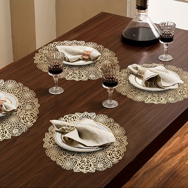 Elegant Round Flower Placemat For Dining Table Setting - Temu