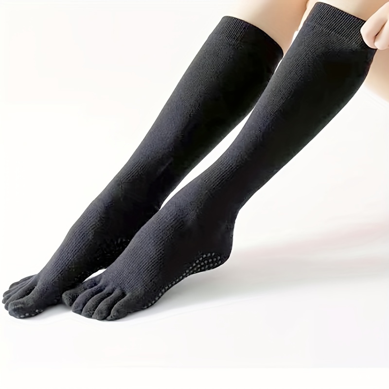 Women's Toe Socks with Grips, Non-Slip Five Toe Socks for Yoga,Pilates,  Barre, Ballet, Fitness 