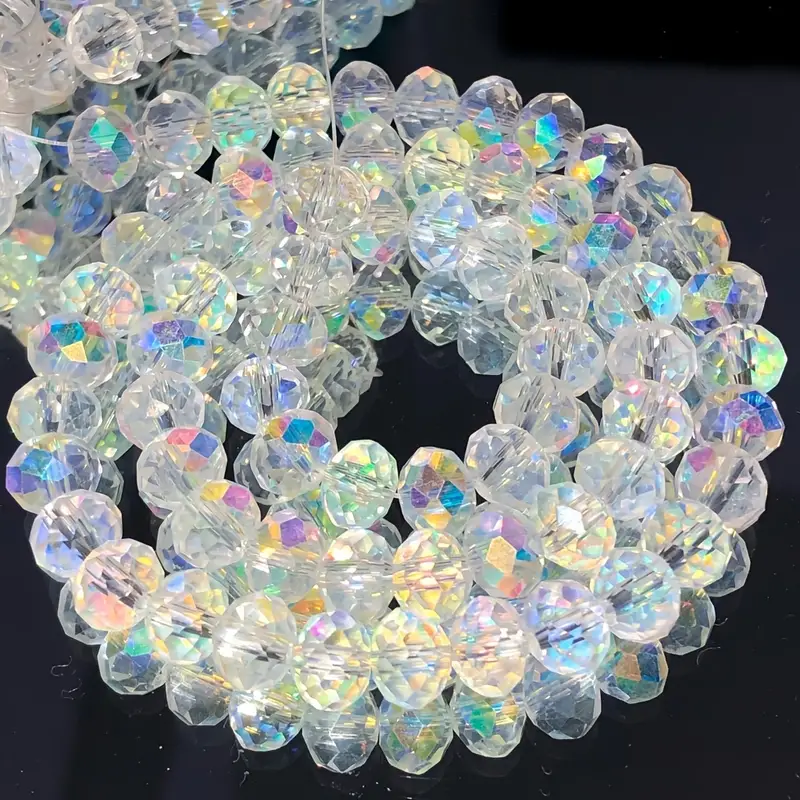 62pcs/set 0.314 Diameter Sparkling Clear Crystal Beads Faceted Glass Beads  Bulk Spacer Beads For DIY Bracelet Artificial Jewelry Making Accessories