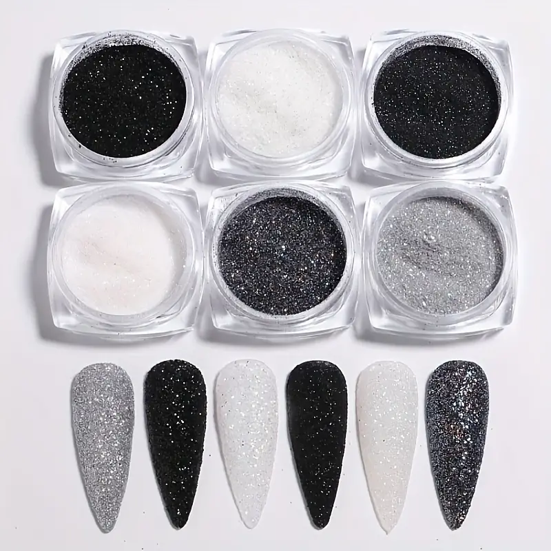 Nail Art Glitter Powder Set Micro Sand Shimmer Powder Nail - Temu