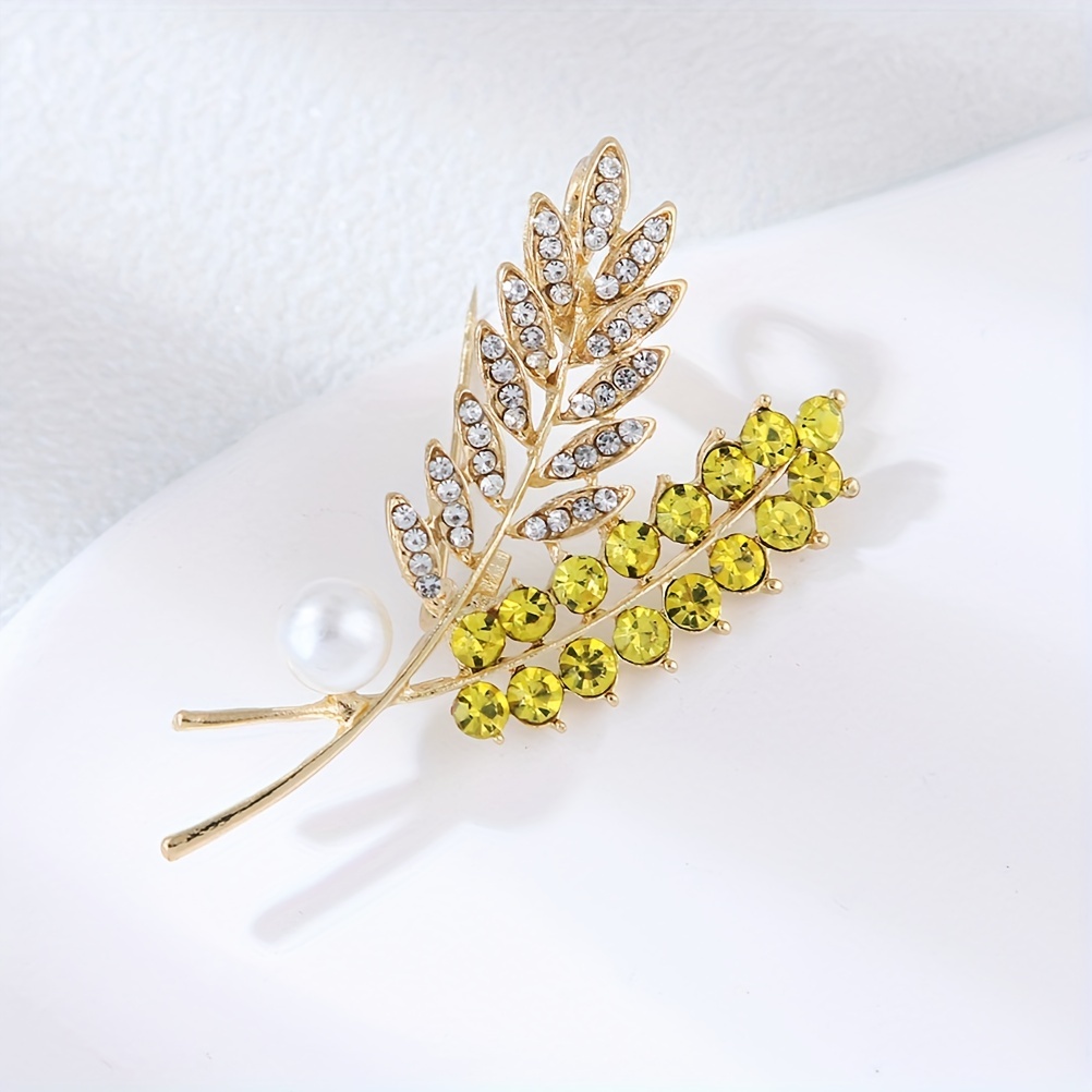 Luxury Rhinestone Wheat Ear Brooch Collar Pins For Suit Shining Women Men's  Party Brooches Jewelry