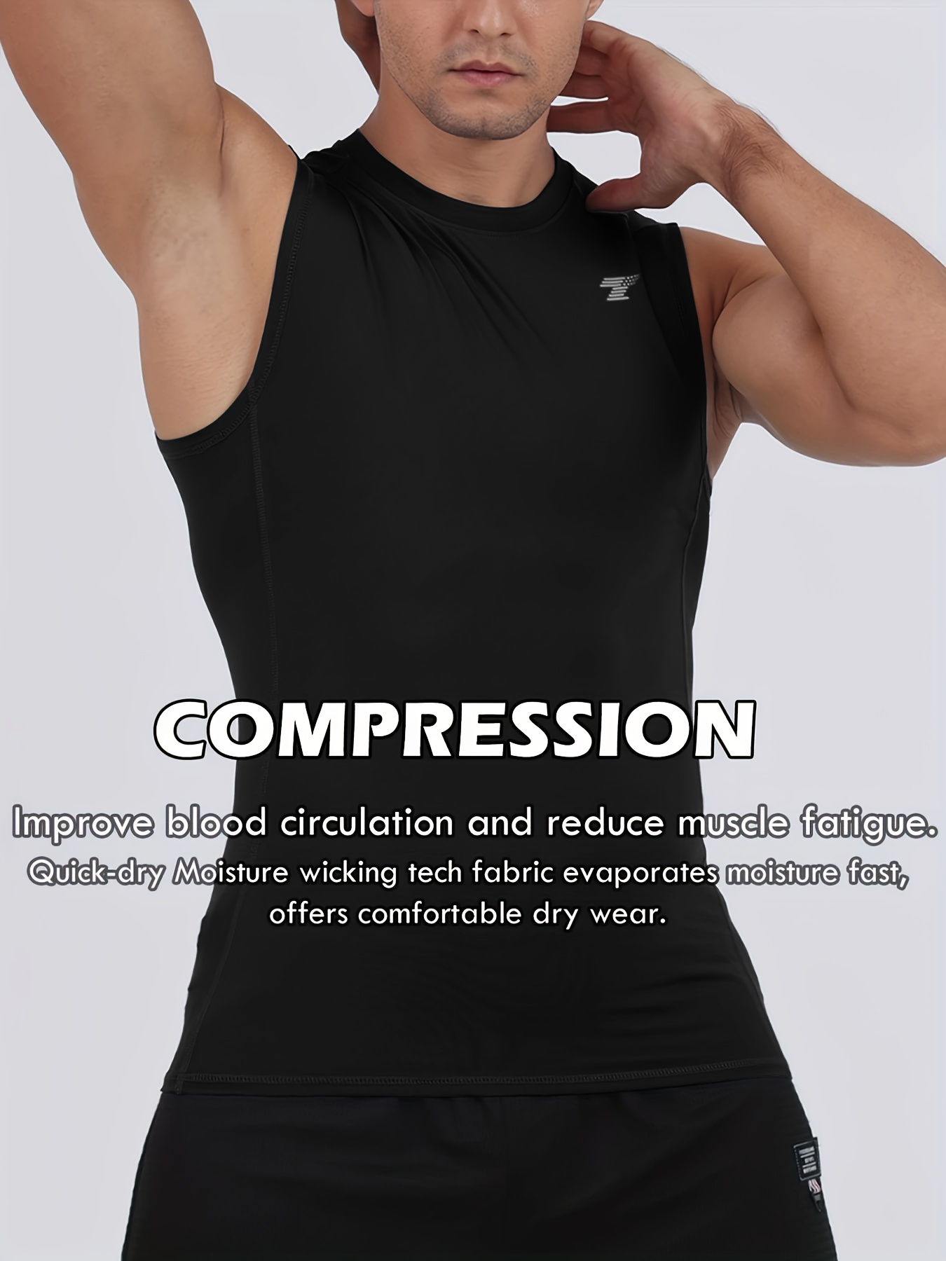 Men's Padded Compression Shirt Training Vest, Sleeveless T-Shirt