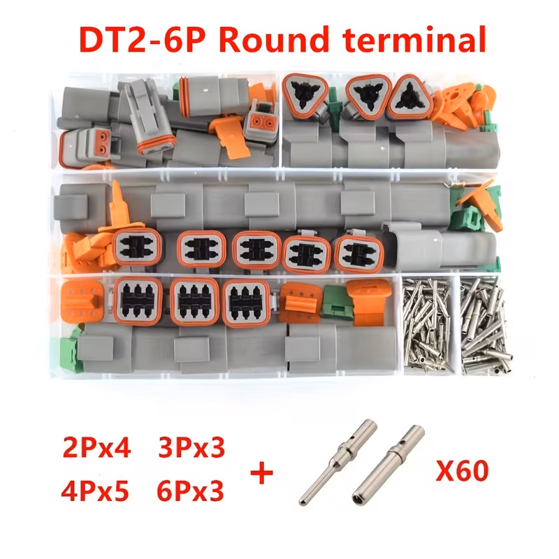 250pcs deutsch dt series wire connector kit dt06 2 3 4 6s dt04 2 3 4 6p automotive sealed plug with pins box Product details 3