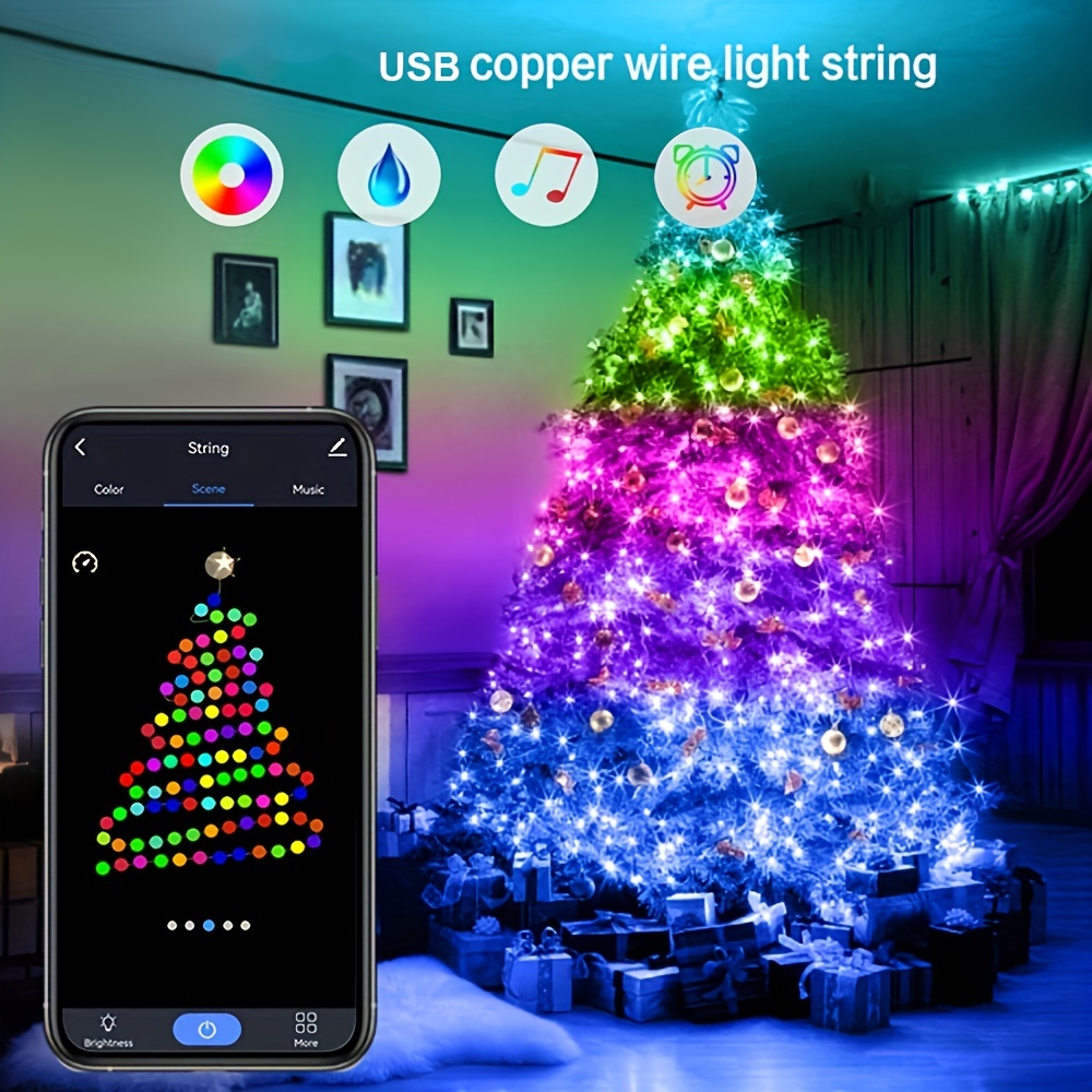 Intelligent Led Fairy Lights With Remote Control For Christmas Decoration,  Gradient Lights, Home Decoration - Temu