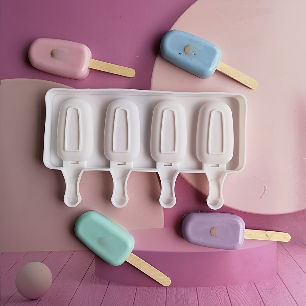 Ice Pop Molds Silicone Popsicle Molds 4 Cavities Homemade Ice