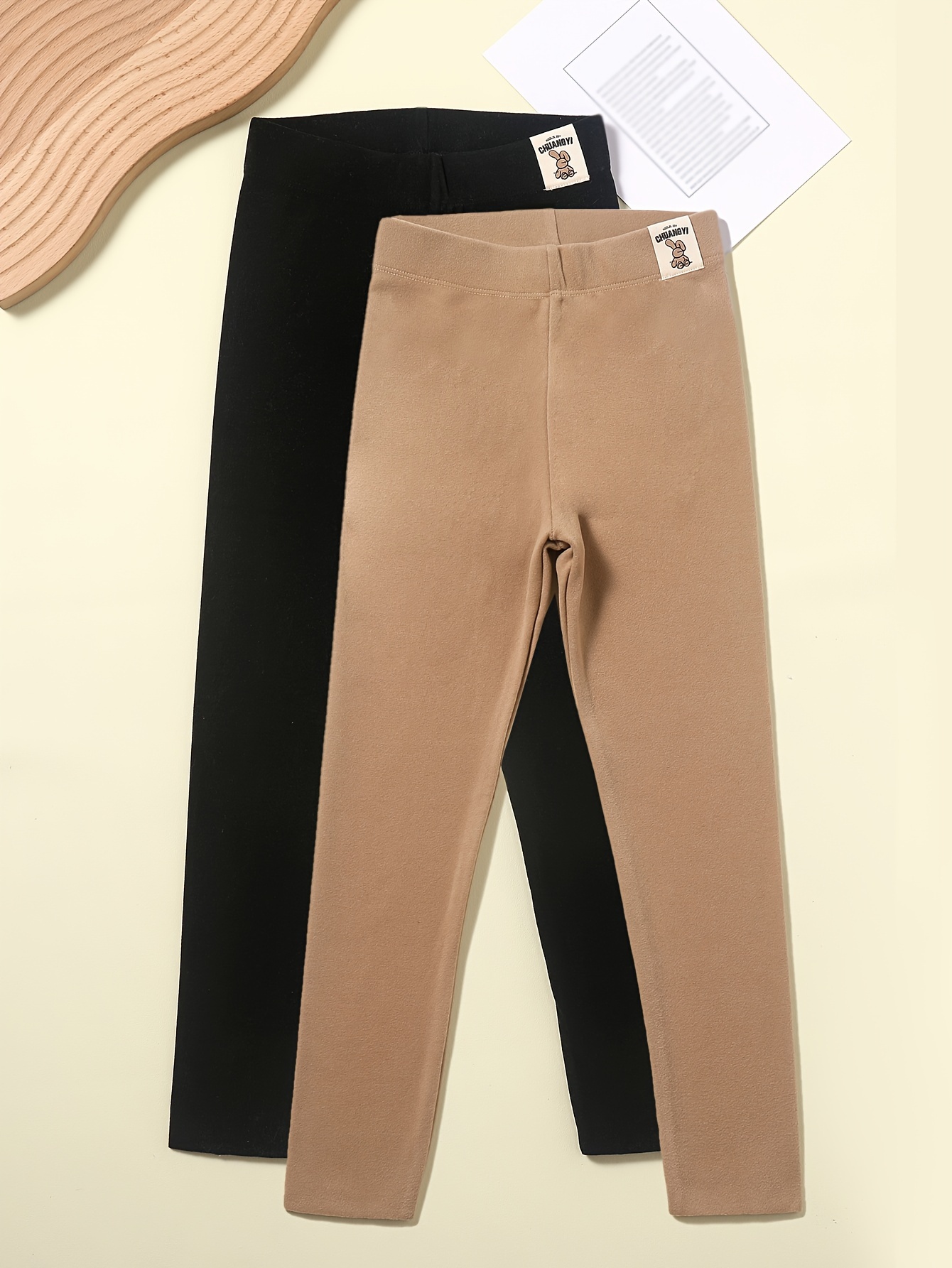 Girl Khaki Leggings - Temu