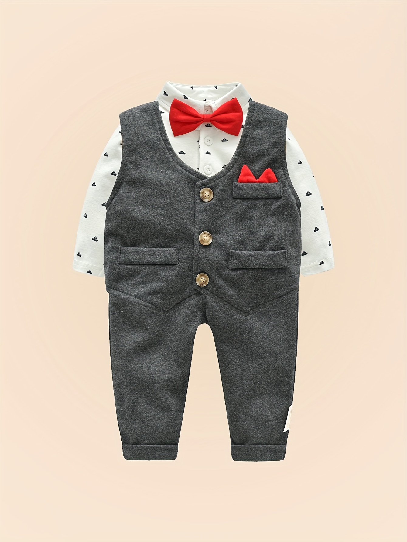 Bow Tie Next Year Old Clothes Tuxedo Kids Red Formal Attire Baby