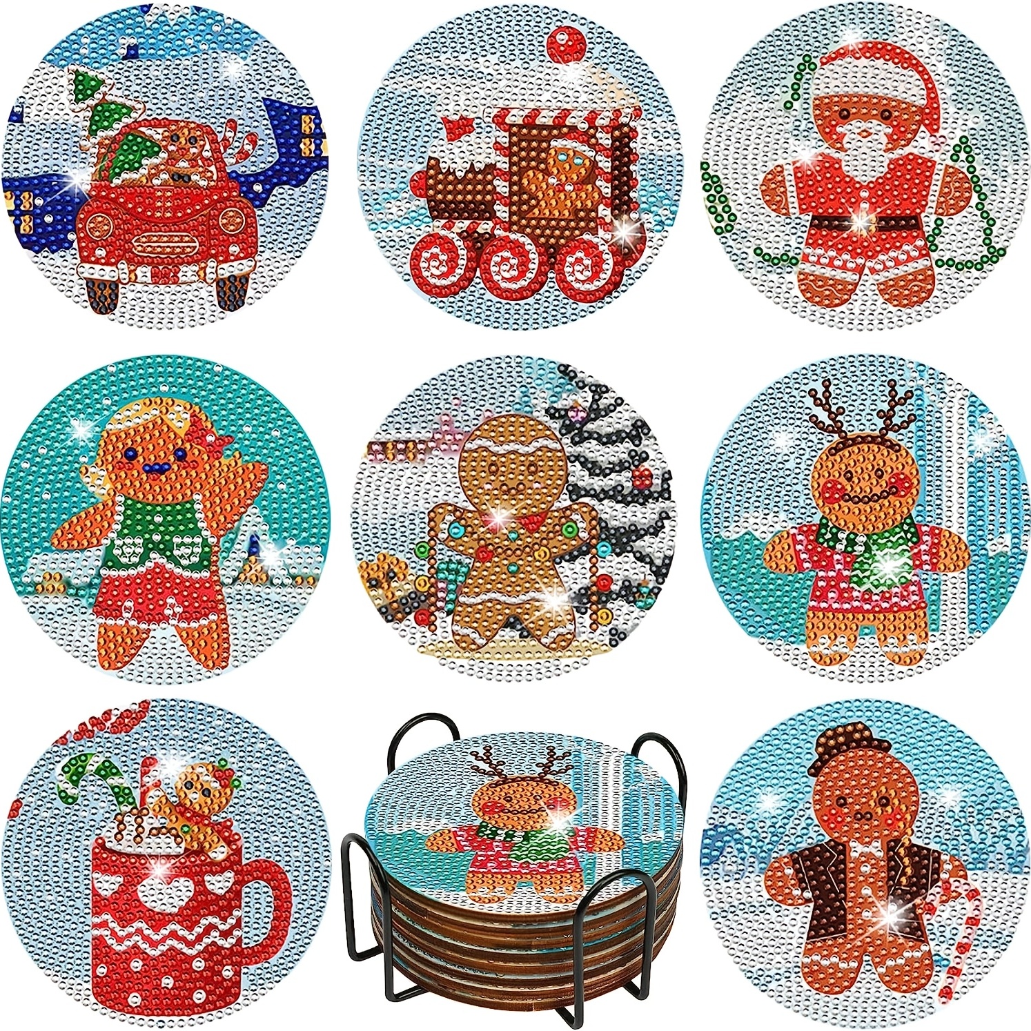 Christmas Gingerbread Man Diamond Painting Coasters Kits - Temu