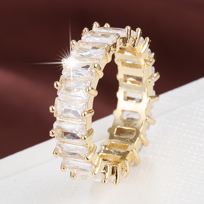 Rectangle Zirconia Fashionable Copper Ring