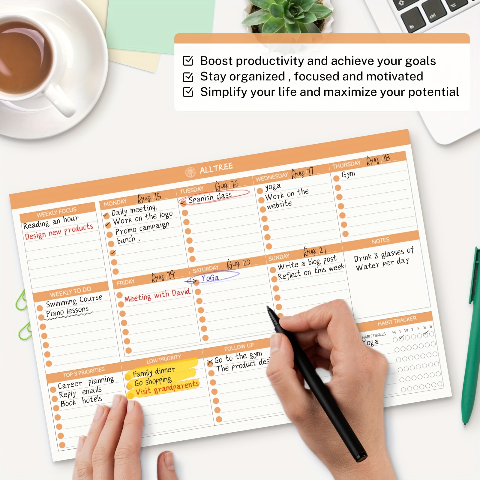Weekly Planner Pad Daily To Do Food Meal List Organiser 52 Tear