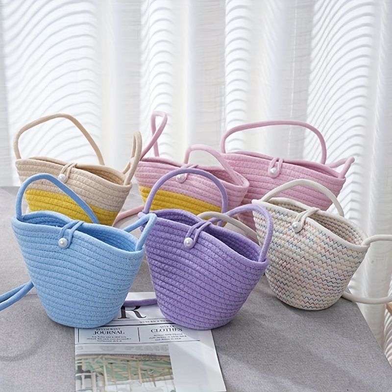 Versatile Woven Solid Shoulder Bucket Bag
