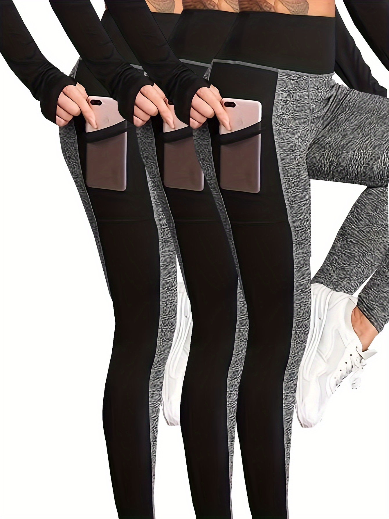 Plus Size Sports Leggings Women's Plus Colorblock Plaid - Temu