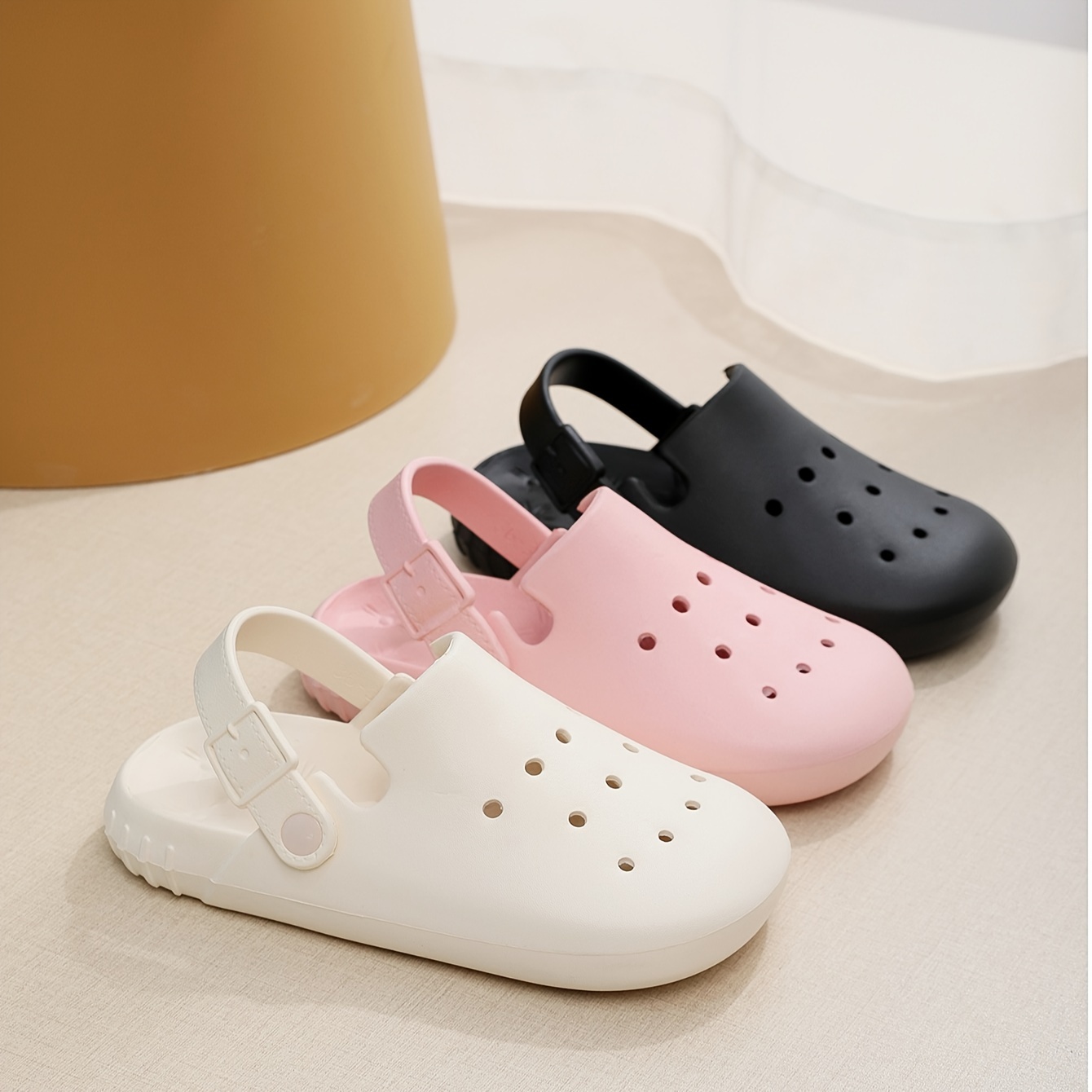 Women's Hollow Flat Clogs Solid Color Closed Toe Slip Shoes - Temu Canada