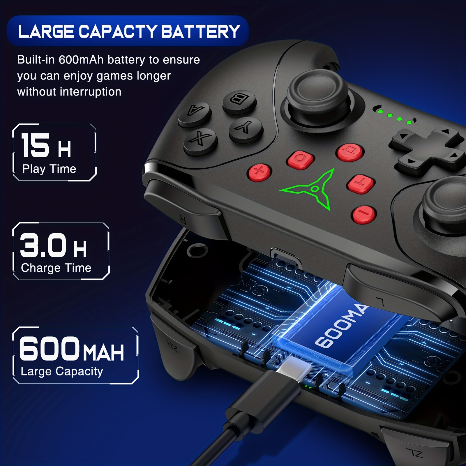  Wireless Switch Controller for Nintendo Switch/Lite/OLED  Controller, Switch Controller with a Mouse Touch Feeling on Back Buttons,  Extra Switch Pro Controller with Wake-up,Programmable, Turbo Function  (Red+Blue) : Video Games