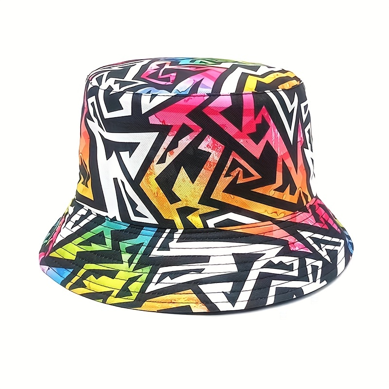 New Fashion Unisex Graffiti Print Bucket Hat Summer Men Women