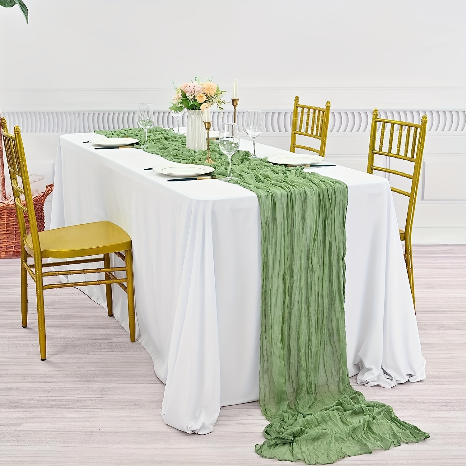 Nappe verte sauge, chemin de table en gaze, chemin de table en tissu de  fromage, chemin de table d'anniversaire RU-109 -  Canada