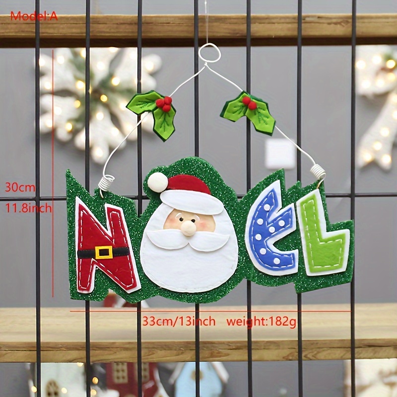 1pc, Christmas Santa Claus HOHO Letter Wooden Sign Hanging Decoration With  Accessories For Home Decoration, Navidad, Christmas Decorations Clearance