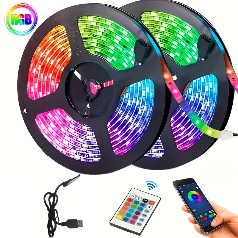 phopollo Luces LED de 20 pies para dormitorio que cambian de color, luces  LED para decoración RGB DIY opción de color con fuente de alimentación y