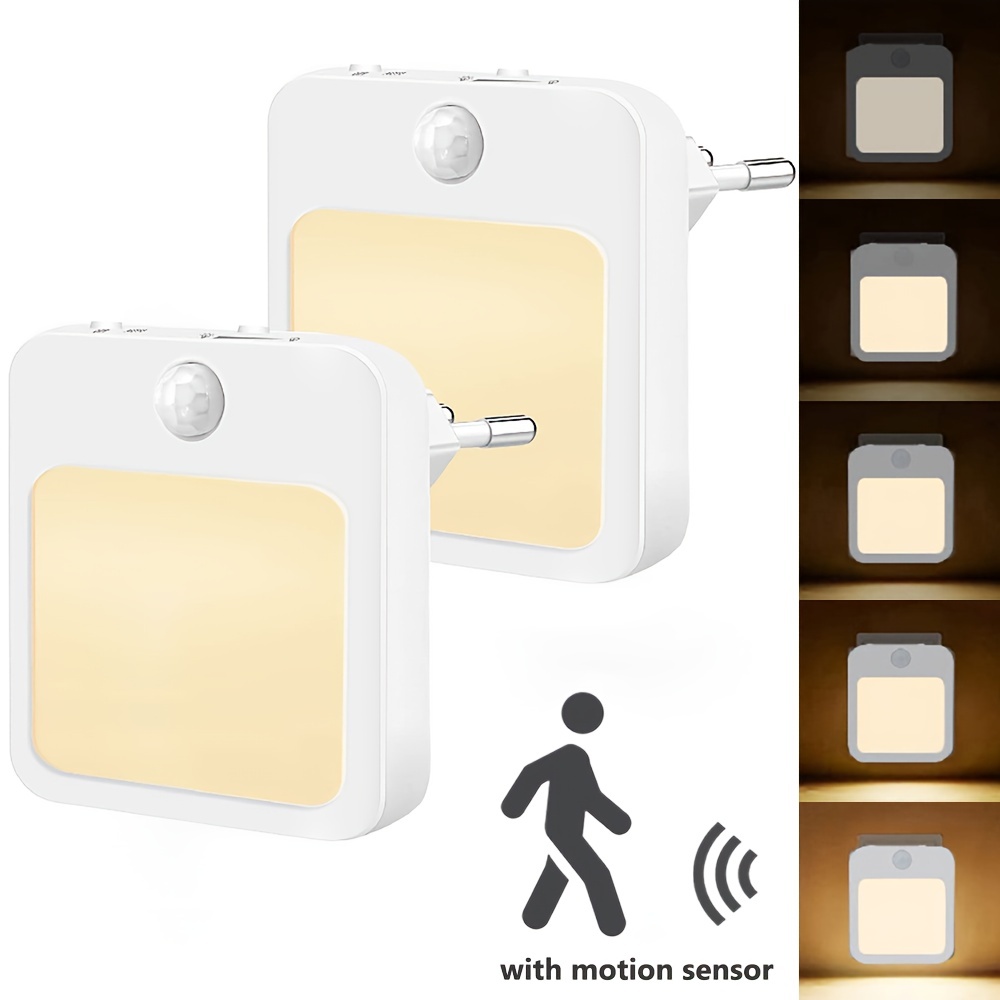 

1/2pack Plug-in Led Motion Sensor Night Light, Motion Activated Dimmable Led Night Light, With Auto Dusk To Dawn Sensor, For Hallway Bedroom Room Kitchen Stairway