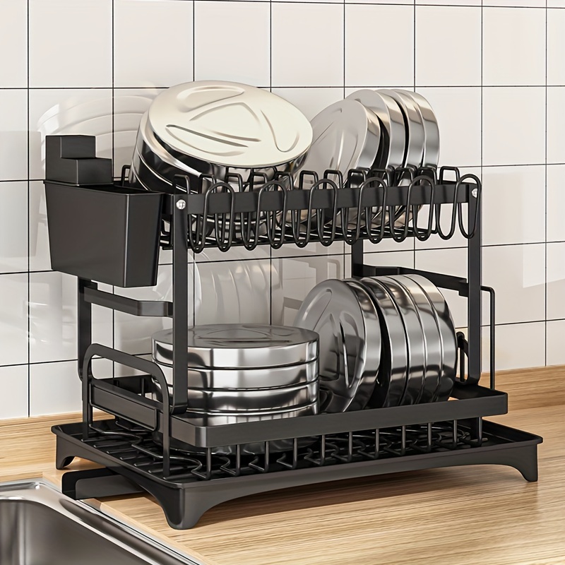 Detachable Large Capacity 2 Tier Dish Drying Rack Drain Board With