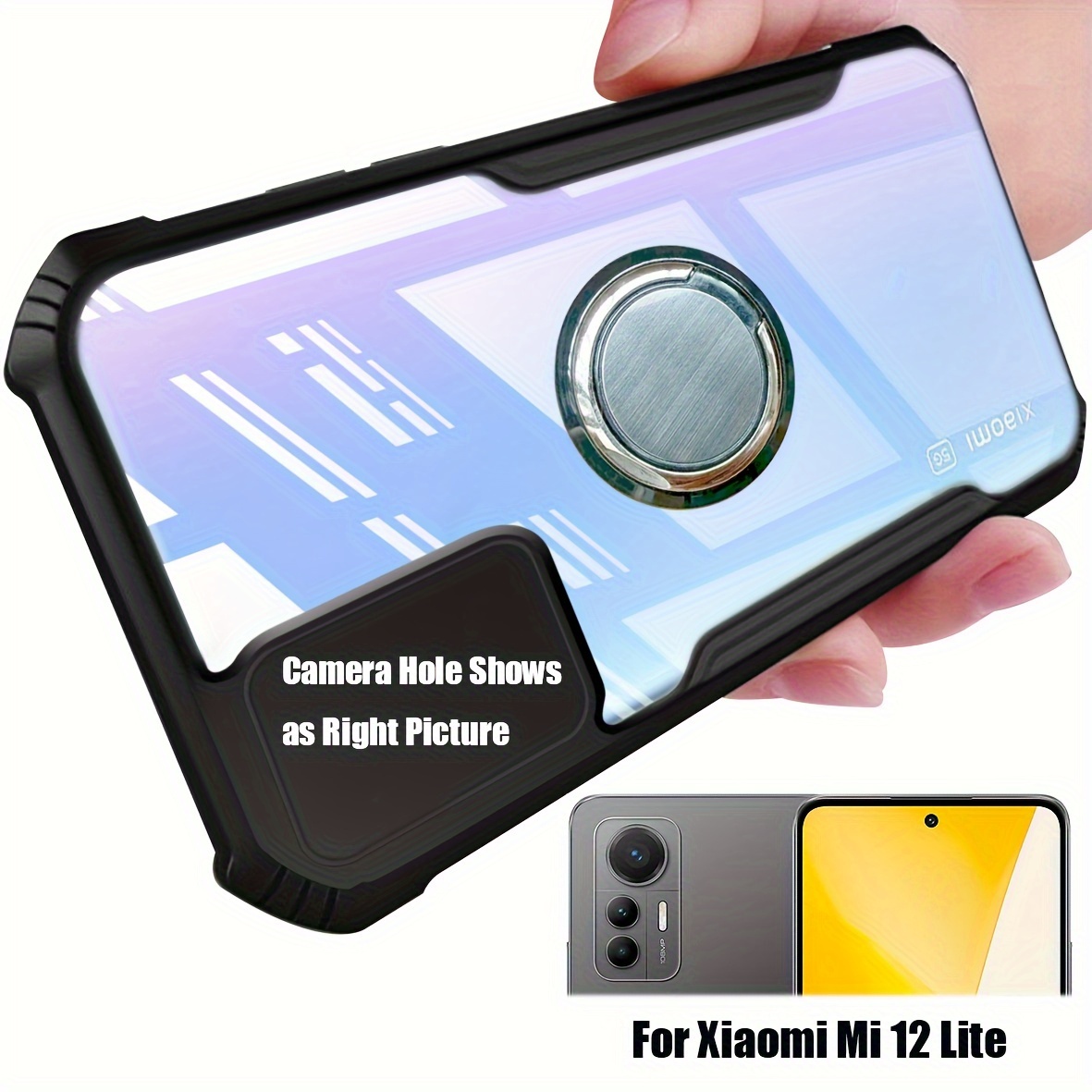 Ring Kickstand Shockproof Magnetic Hybrid Silicone Cover For