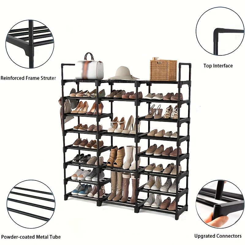 4 Row & 8 Tier Shoes Rack, Organizer For Shoes And Boots, Metal Shoe Rack  Organizer, Space Saving Shoe Cabinet, Suitable For Entryway Closet Garage  Bedroom Cloakroom, Easy To Assemble - Temu United Kingdom