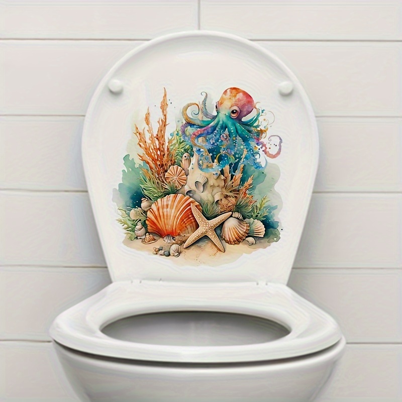 Fantasy Ocean Coral Fish Bathroom Sticker, Toilet Home Decor Wall