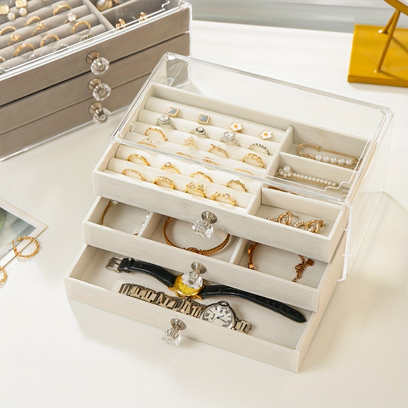 Jewelry Storage Box Velvet Jewellery Tray Case Earring Drawer
