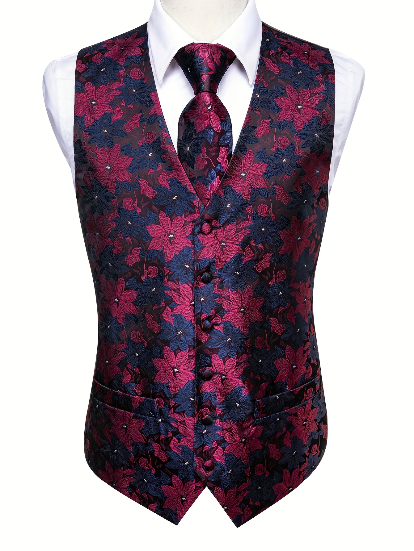 Chaleco Talla Grande Hombre Traje Floral Rosa Real Chaleco - Temu