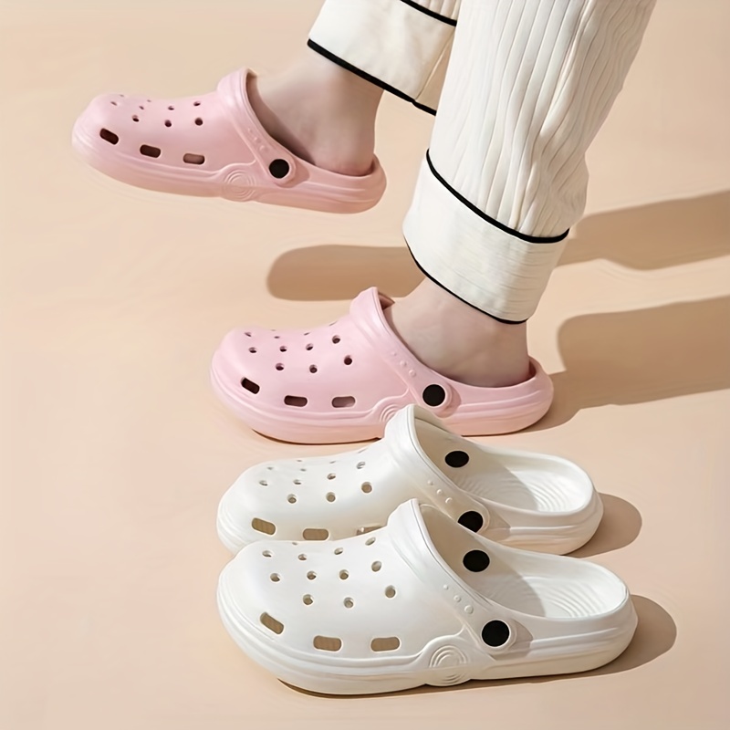 Women's Solid Garden Clogs Hollow Out Closed Toe Slide Shoes