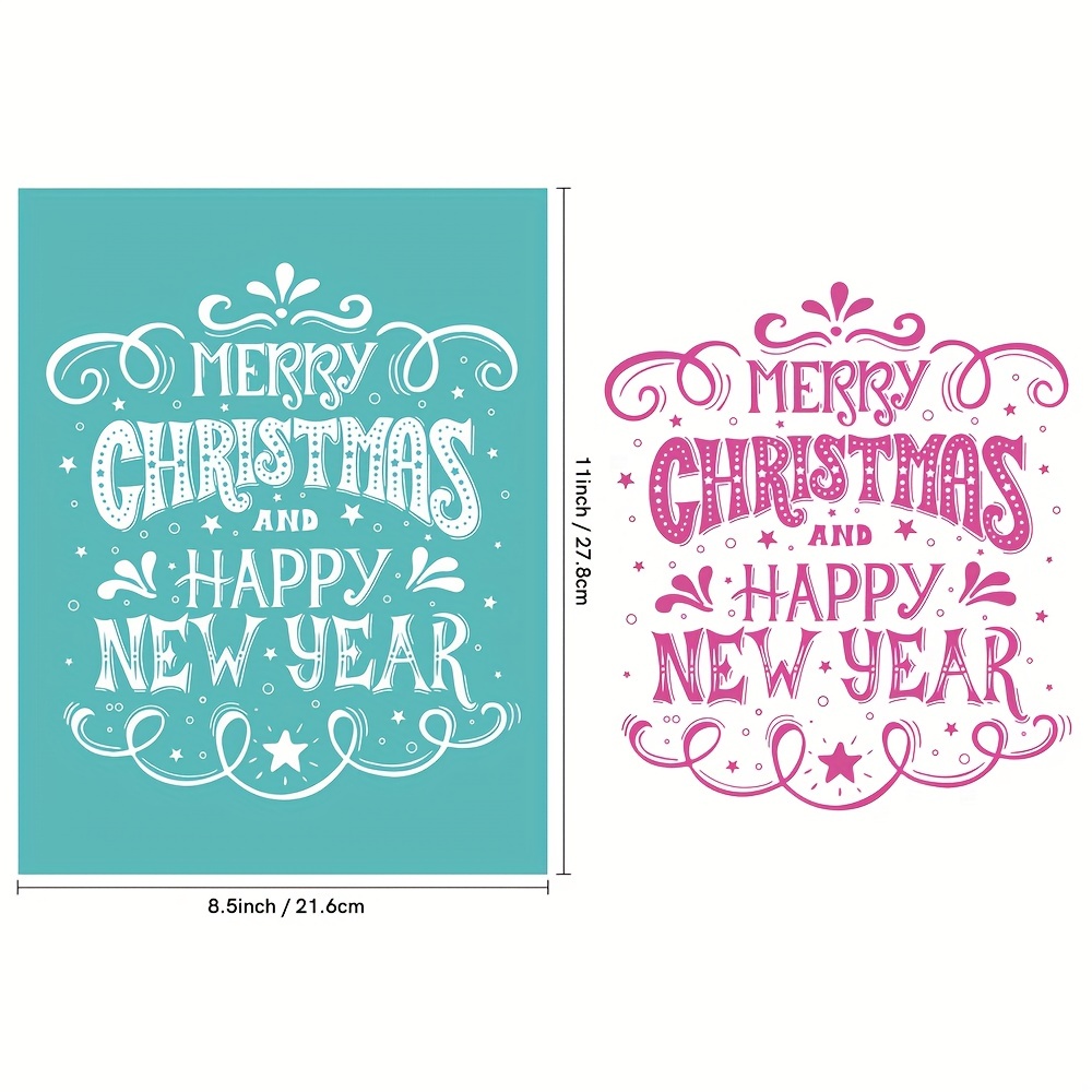 Merry Christams Patterns Reusable Self-Adhesive Silk Screen Stencils for  Polymer Clay DIY T-Shirt Jewelry Craft Home Decoration