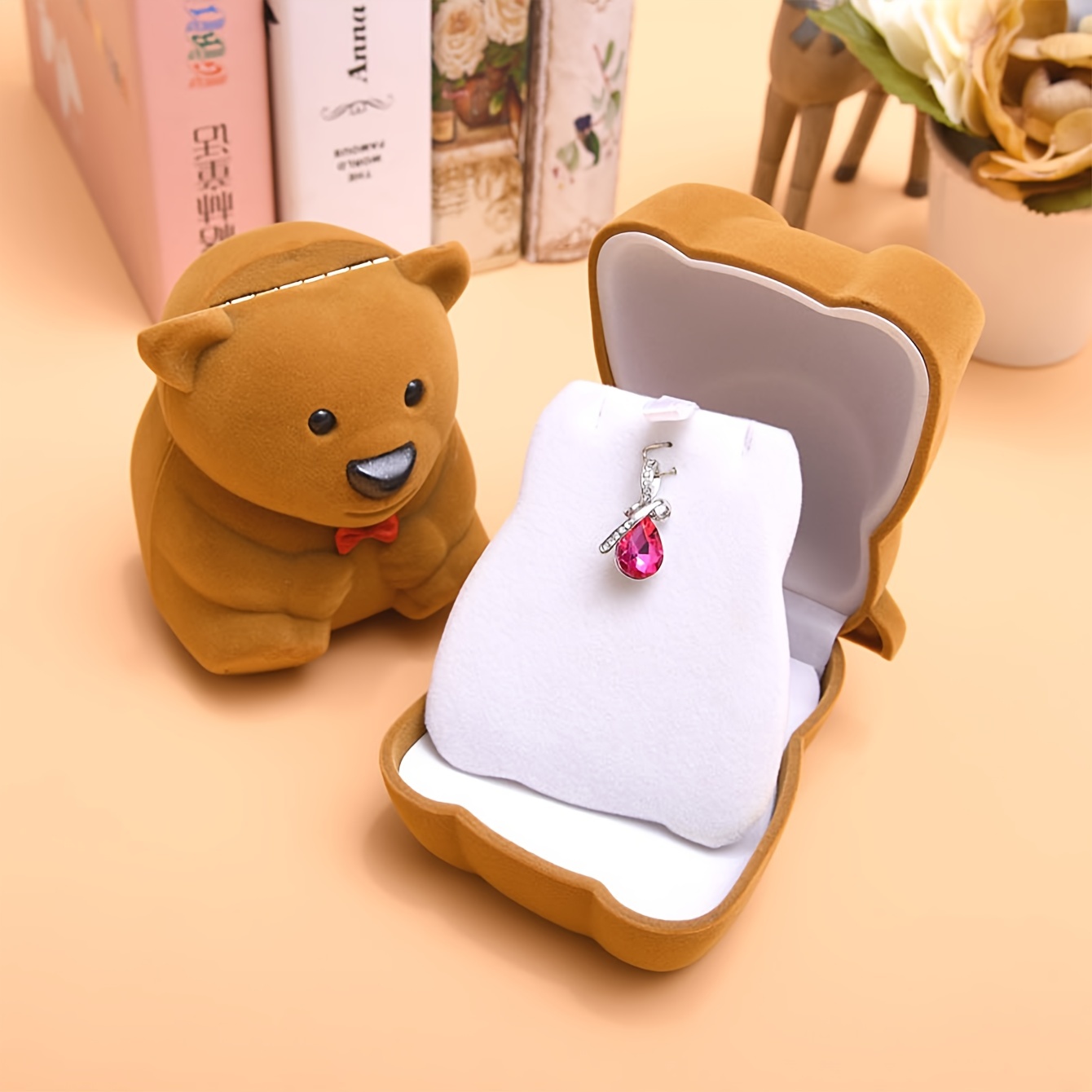 Brown Bear Ring Box for Jewelry Storage