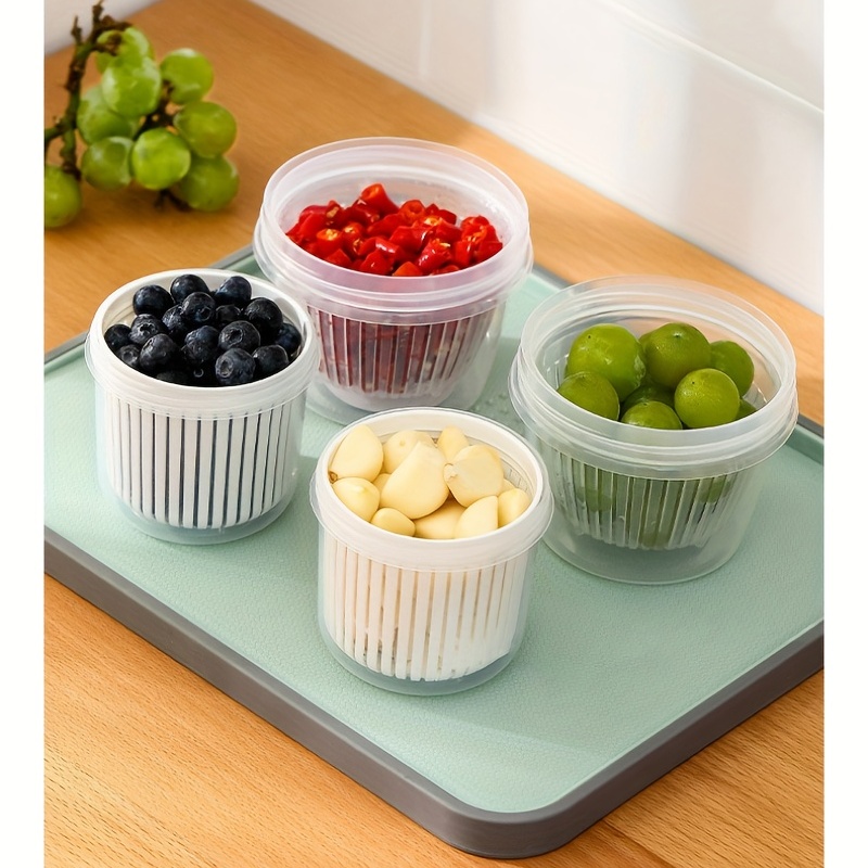 Fruit Grape Storage Containers for Fridge 3 Pack - Produce Fruit Fresh Saver Containers with Lids, Drain Baskets and 20 Pcs Reusable Food Storage