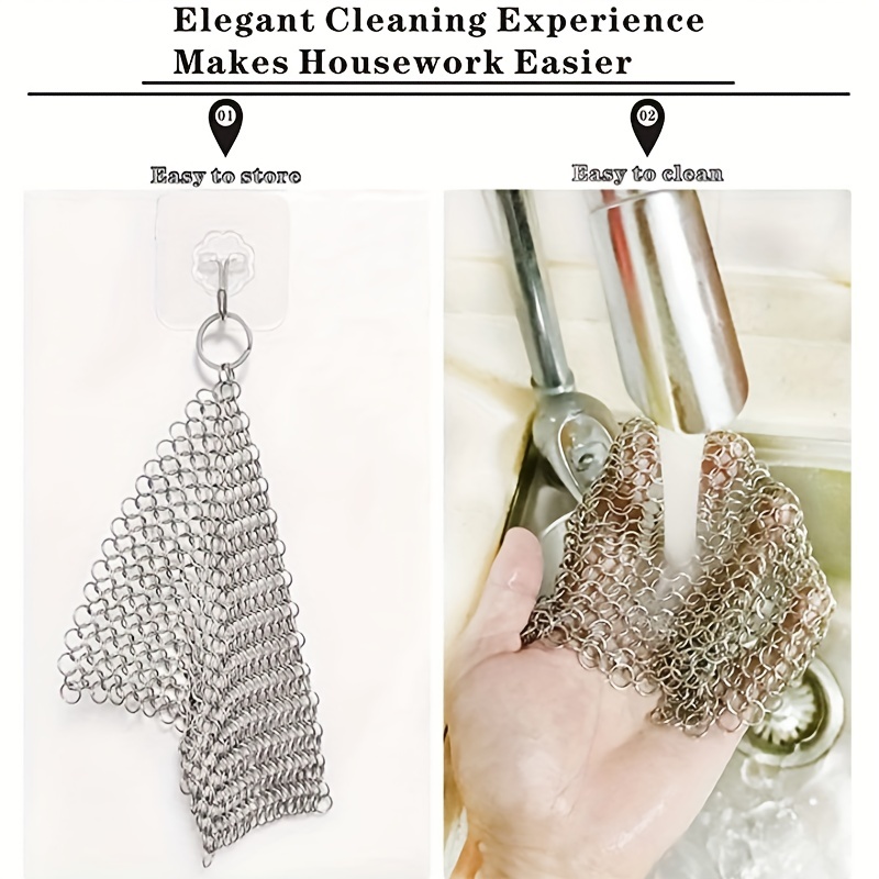 Durable Stainless Steel Chainmail Scrubber For Cleaning Pots - Temu