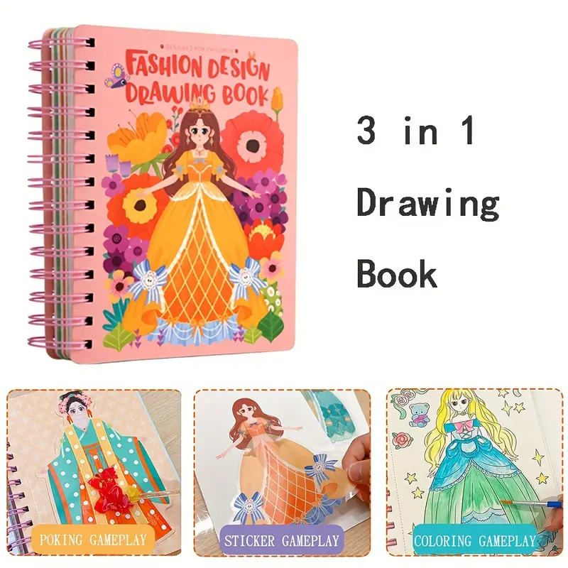 1 Drawing Book Princess Dress up Activity Book With - Temu