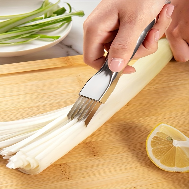 Household Stainless Steel Onion Knife Kitchen Shredder Sharp Onion Cutter  Shaper Plum Onion Shreds - Temu