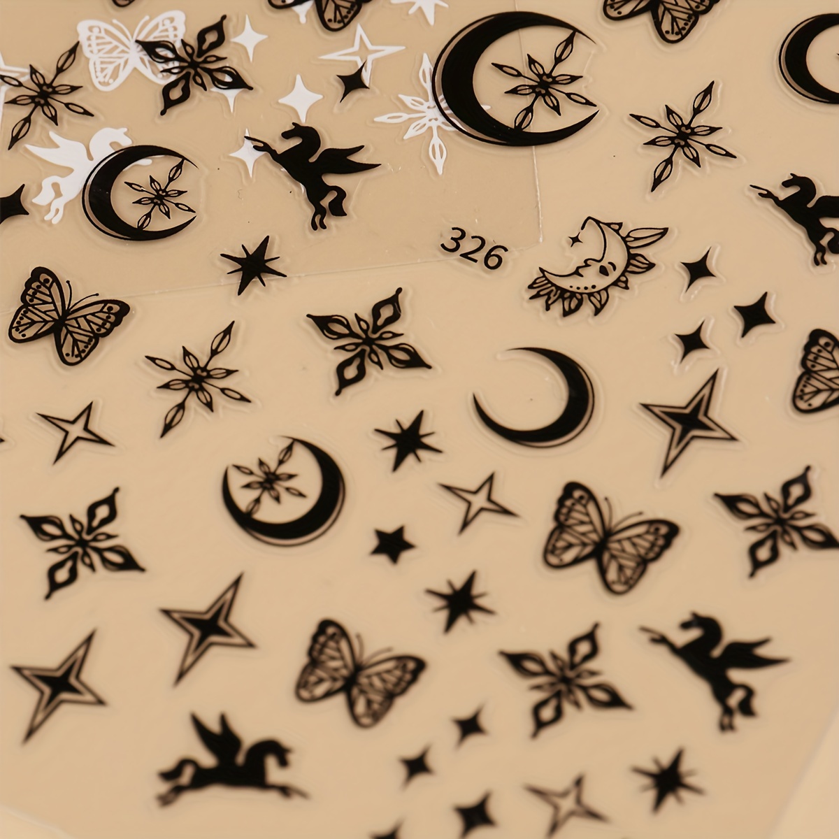 Purple Butterfly 3D Nail Art Sticker Spring Flowers Stars Moon Design  Adhesive Transfer Sliders Charms Manicures Decor LETB-151