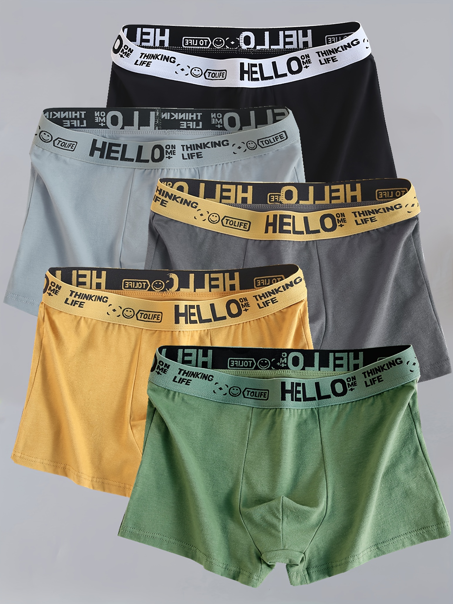 Men's Solid Cotton Boxers Underwear - Temu