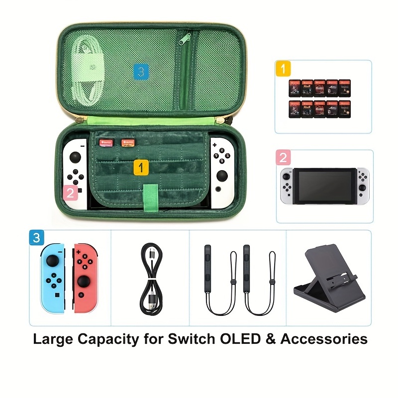 carrying case compatible with nintendo switch switch oled with 10 games cartridges protective hard shell travel carrying case pouch for console accessories details 2