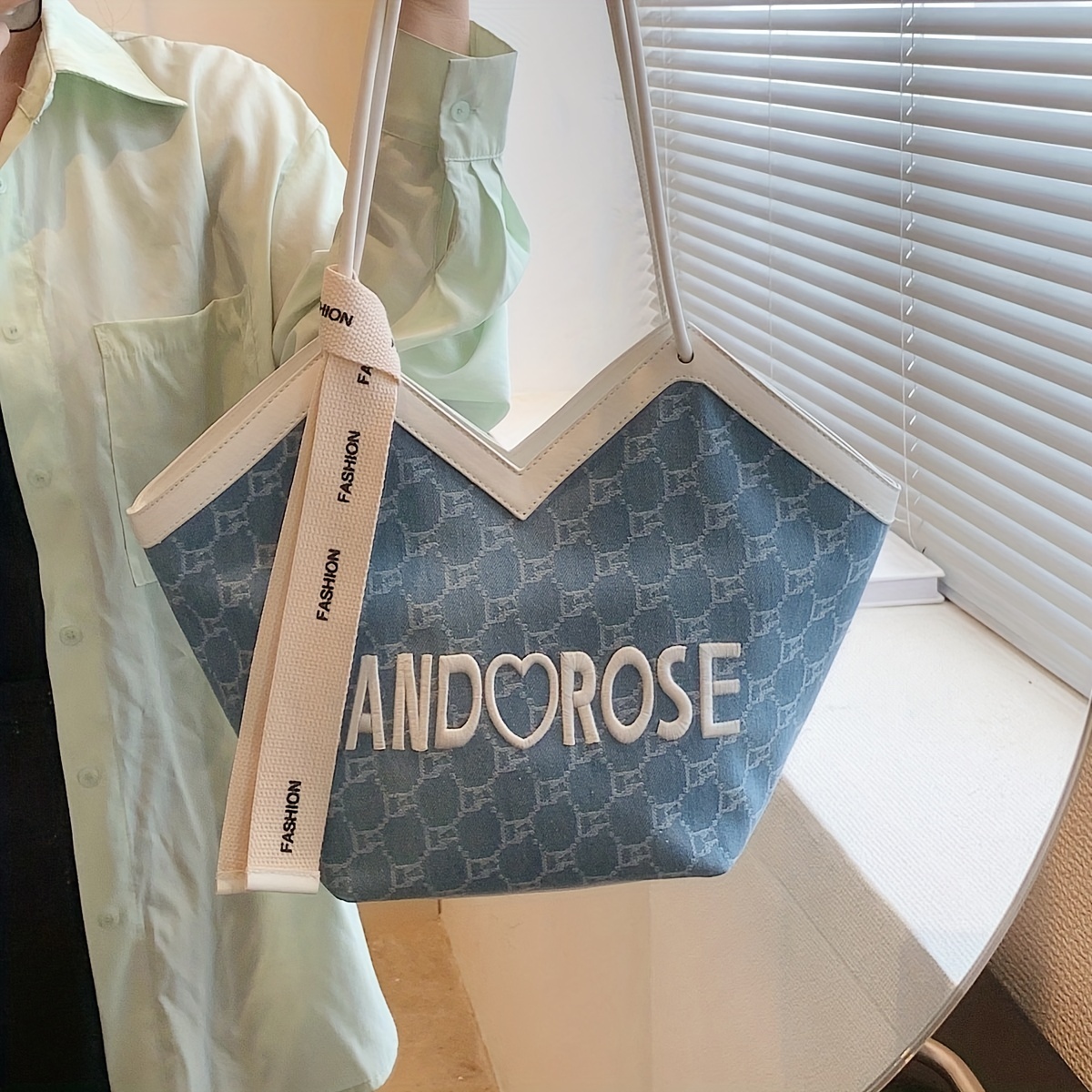 Letter Embroidered Shoulder Bag