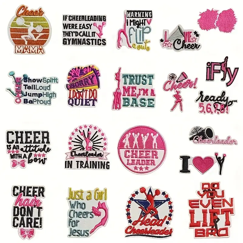 20pcs Cheerleading Embroidered Patches For Men, Sew On Embroidered Applique  Repair Patch, Projects For Clothing Jacket Jeans Pants Dress Backpack Hat