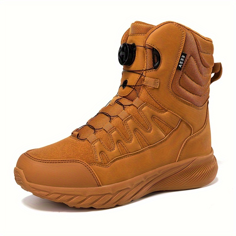 Men's Trendy High Top Military Style Hiking Boots With - Temu Canada