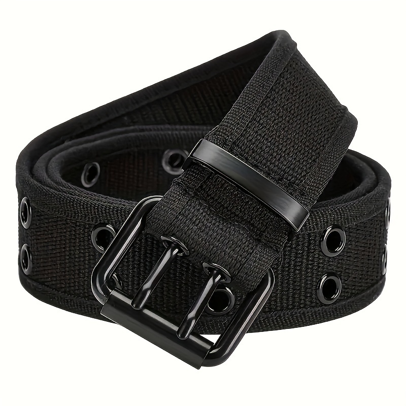 maikun 2 Pack Canvas Belts for Men with Black Double D-ring Buckle Web  Fabric Belt (Men, Black+Dark Grey, Waist Size 31-34) : : Fashion