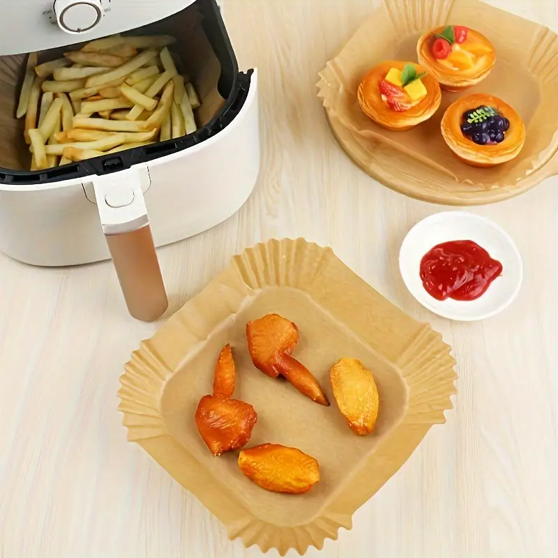 Air Fryer Liners, Air Fryer Disposable Paper Liner Square, Non-Stick  Parchment Paper, Food Grade Parchment Paper and Baking Paper, Waterproof  and Oil