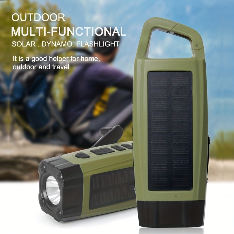Linterna de camping eléctrica LED, linterna solar portátil de manivela para  emergencia, linterna recargable de supervivencia brillante con largas