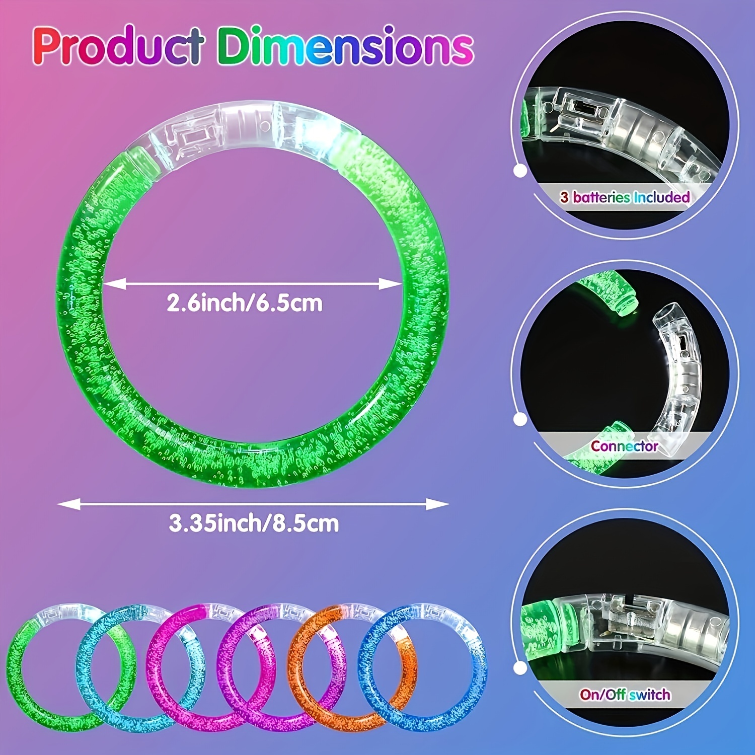 6pcs/set Glow in The Dark LED Bracelets Christmas Halloween Party Supplies Favors Flashing Light Up Bracelet Glow Sticks Party Toys Party Accessory